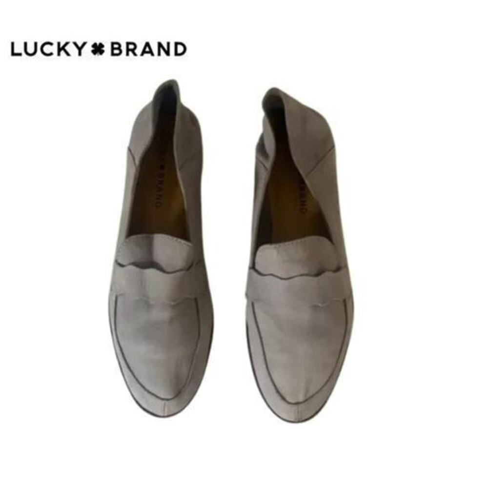 Lucky Brand Soft Grey Suede Loafers Size 7